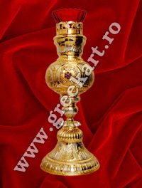 Candela sfanta masa, sputnic cu strasuri aurita