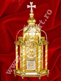 Chivot bisericesc  hexagonal mare aurit